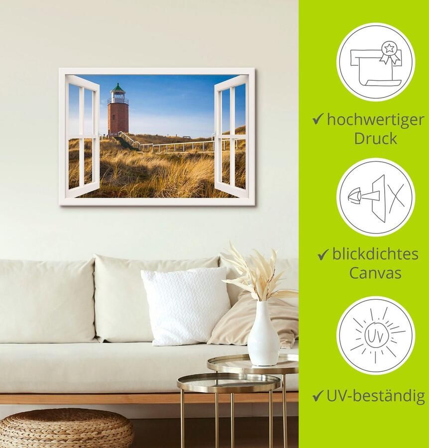 Artland Artprint Blik uit het venster baken Kampen als artprint op linnen in verschillende maten - Foto 4