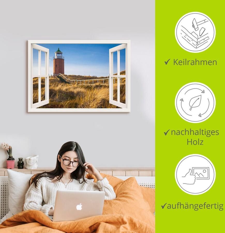 Artland Artprint Blik uit het venster baken Kampen als artprint op linnen in verschillende maten - Foto 3