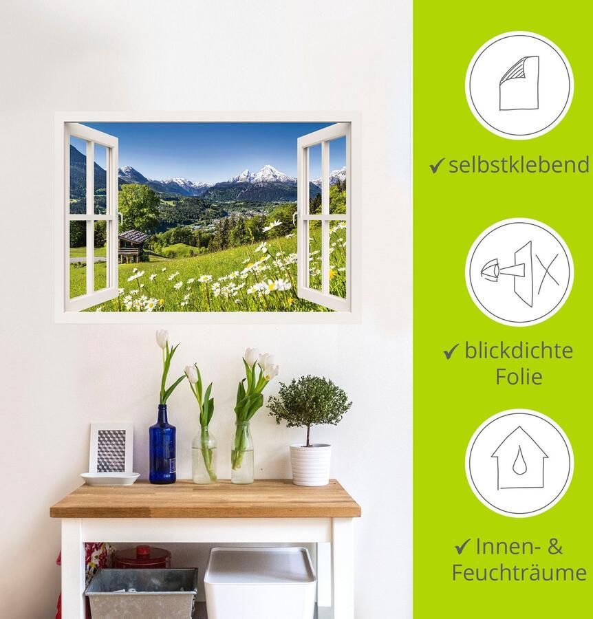 Artland Artprint Blik uit het venster Beierse Alpen als artprint van aluminium artprint op linnen muursticker of poster in verschillende maten - Foto 4