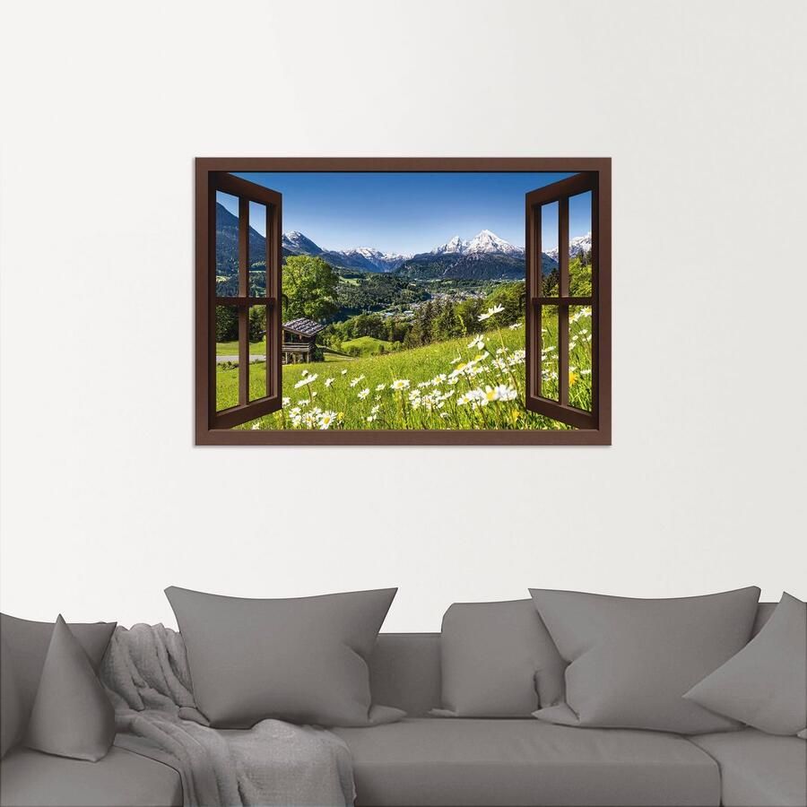 Artland Artprint Blik uit het venster Beierse Alpen als artprint van aluminium artprint voor buiten artprint op linnen poster muursticker - Foto 2