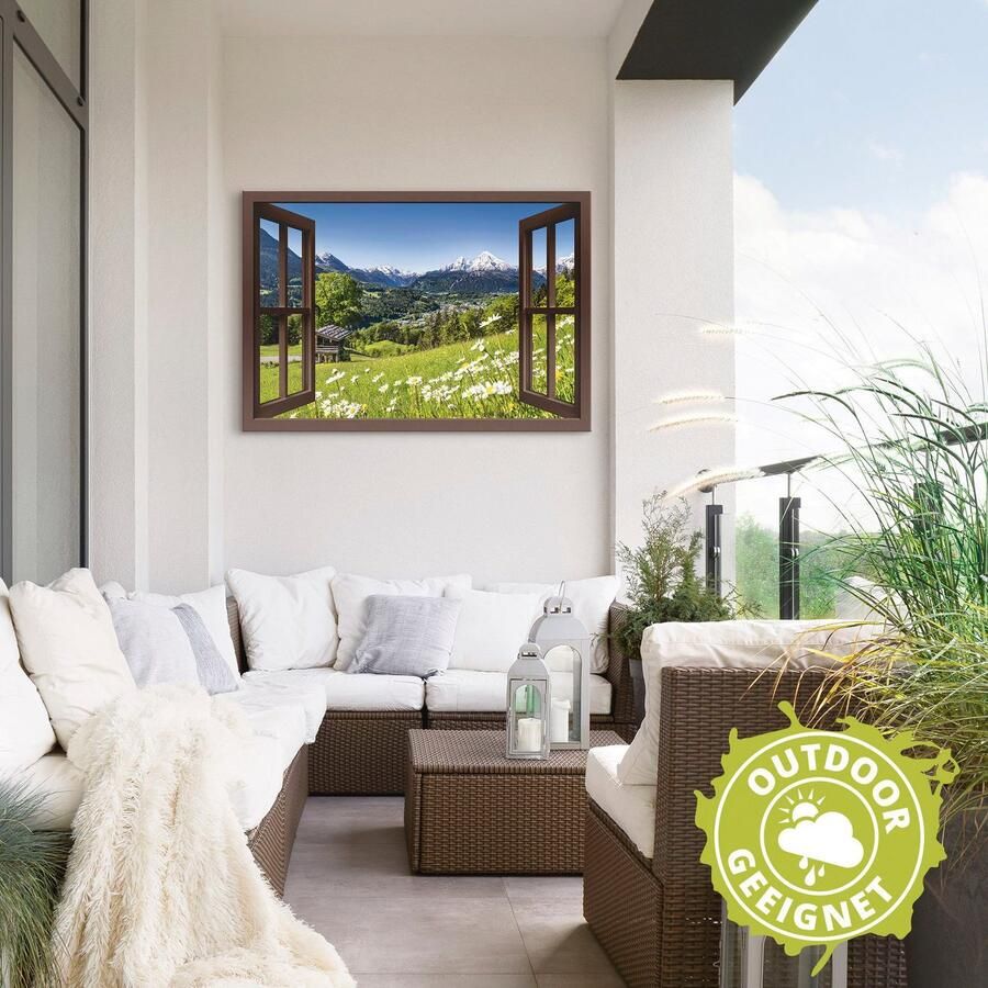 Artland Artprint Blik uit het venster Beierse Alpen als artprint van aluminium artprint voor buiten artprint op linnen poster muursticker - Foto 3