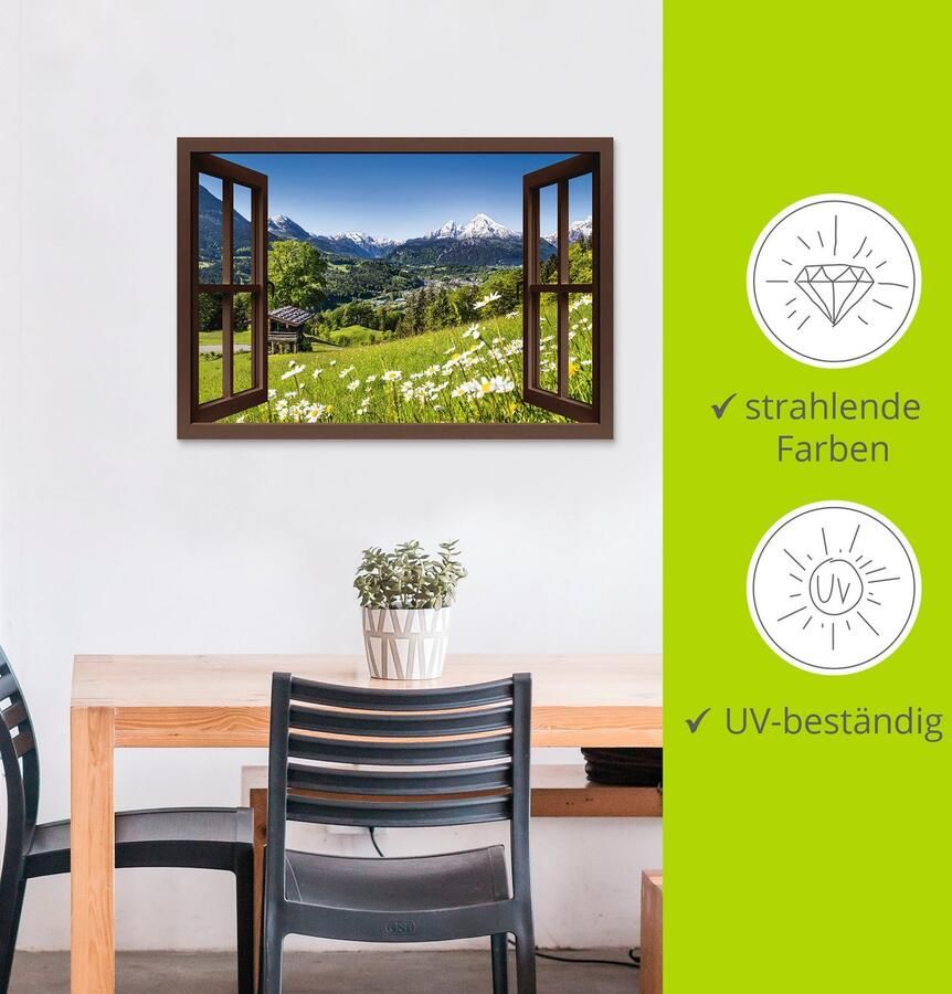 Artland Artprint Blik uit het venster Beierse Alpen als artprint van aluminium artprint voor buiten artprint op linnen poster muursticker - Foto 4