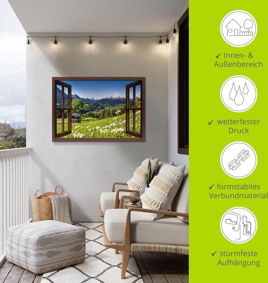 Artland Artprint Blik uit het venster Beierse Alpen als artprint van aluminium artprint voor buiten artprint op linnen poster muursticker - Foto 5