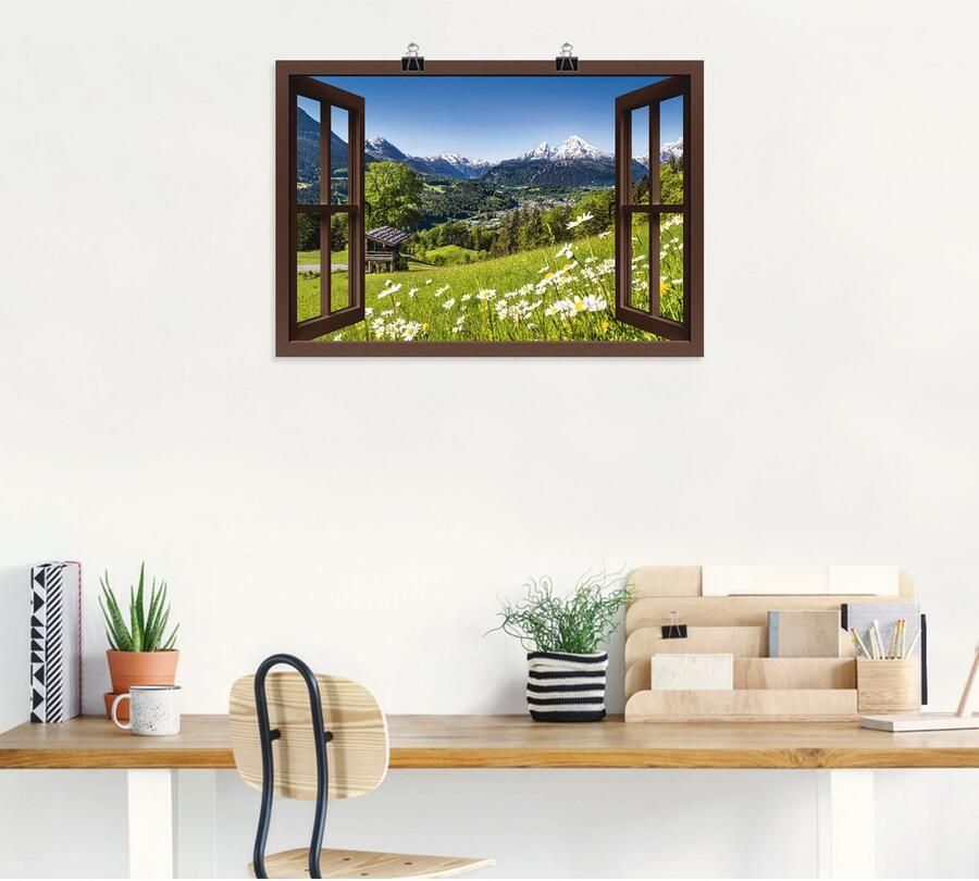Artland Artprint Blik uit het venster Beierse Alpen als artprint van aluminium artprint voor buiten artprint op linnen poster muursticker - Foto 4