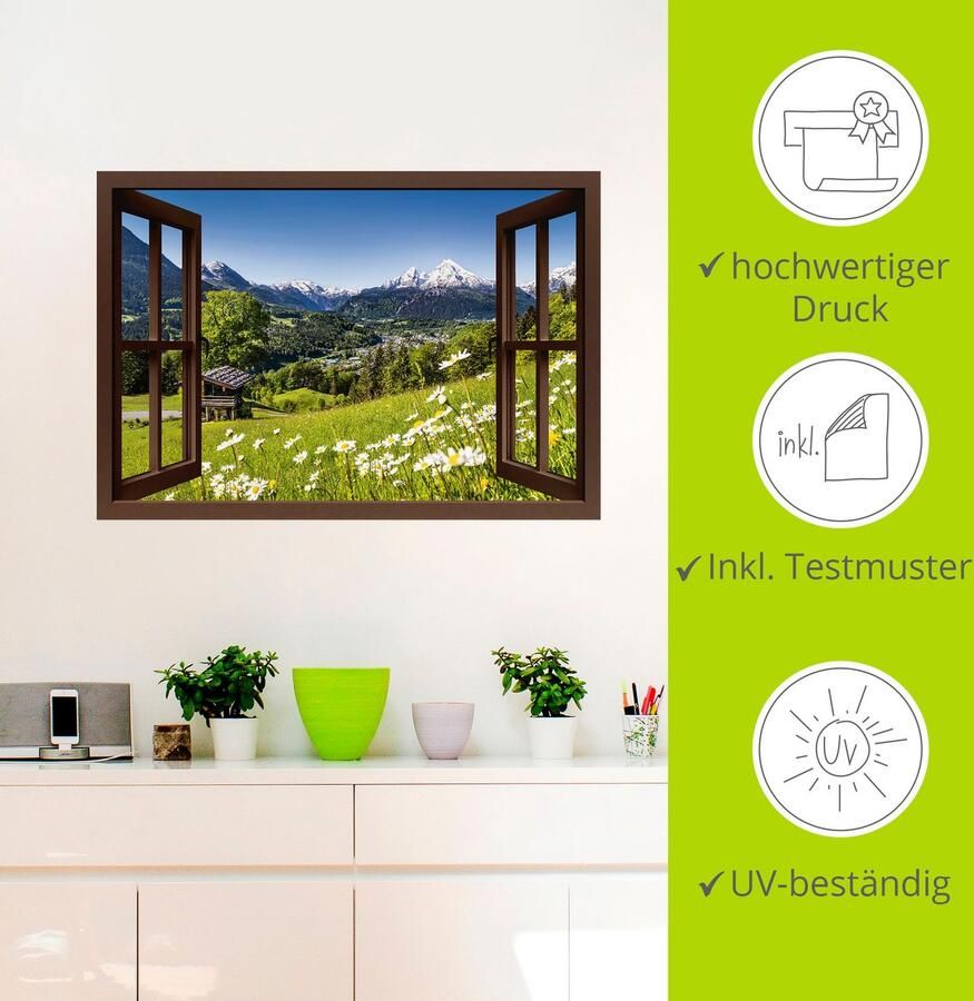 Artland Artprint Blik uit het venster Beierse Alpen als artprint van aluminium artprint voor buiten artprint op linnen poster muursticker - Foto 3