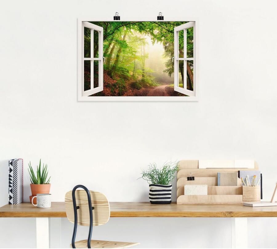 Artland Artprint Blik uit het venster boog door bomen als artprint op linnen poster in verschillende formaten maten - Foto 4