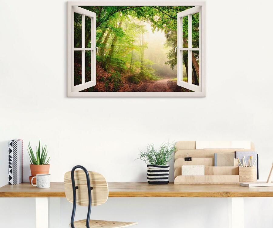 Artland Artprint Blik uit het venster boog door bomen als artprint op linnen poster in verschillende formaten maten - Foto 5