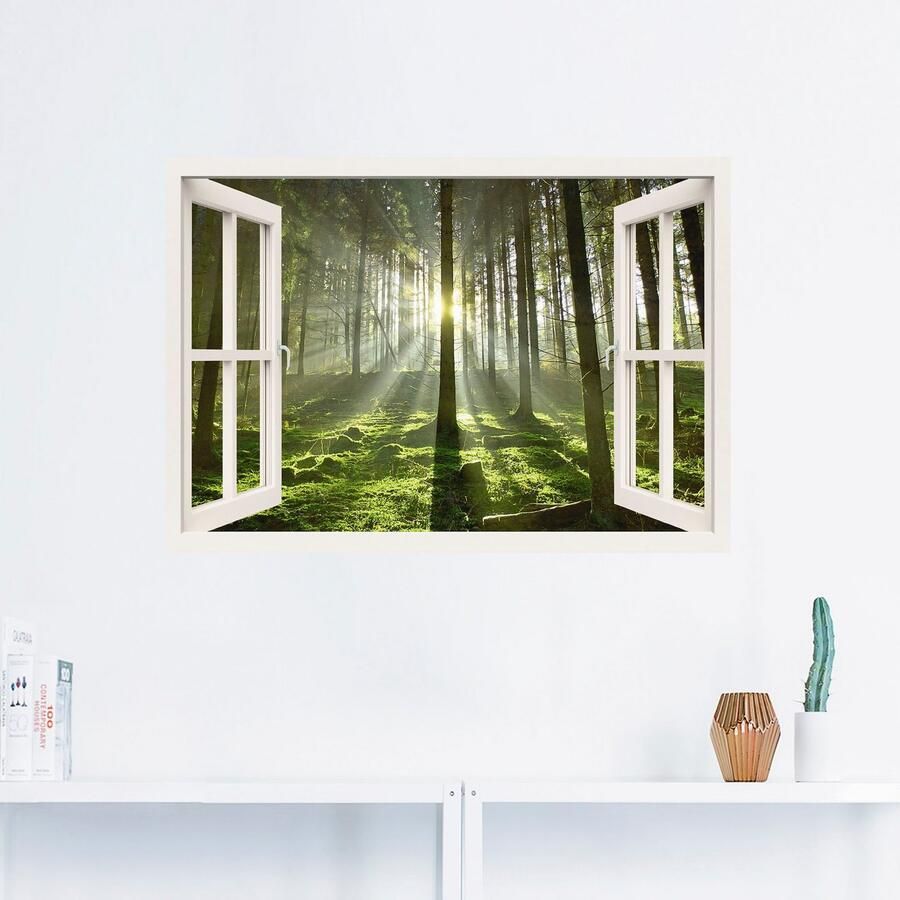 Artland Artprint Blik uit het venster bos in tegenlicht als poster muursticker in verschillende maten - Foto 2