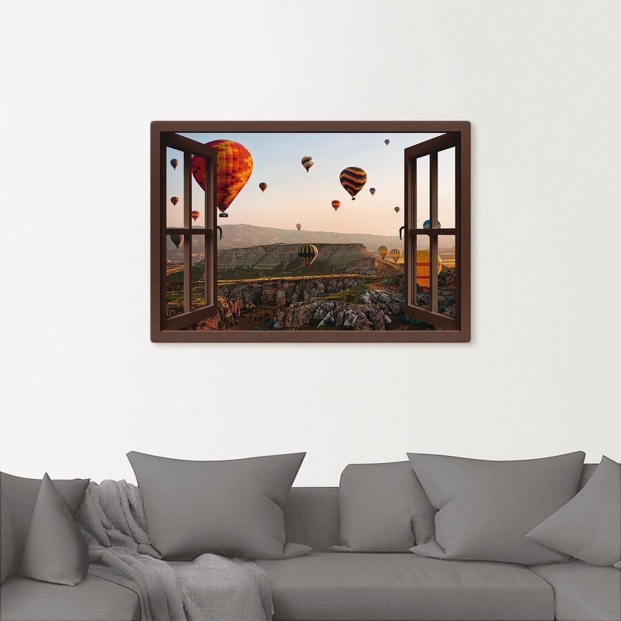 Artland Artprint op linnen Blik uit het venster Cappadocië ballonvaart - Foto 2