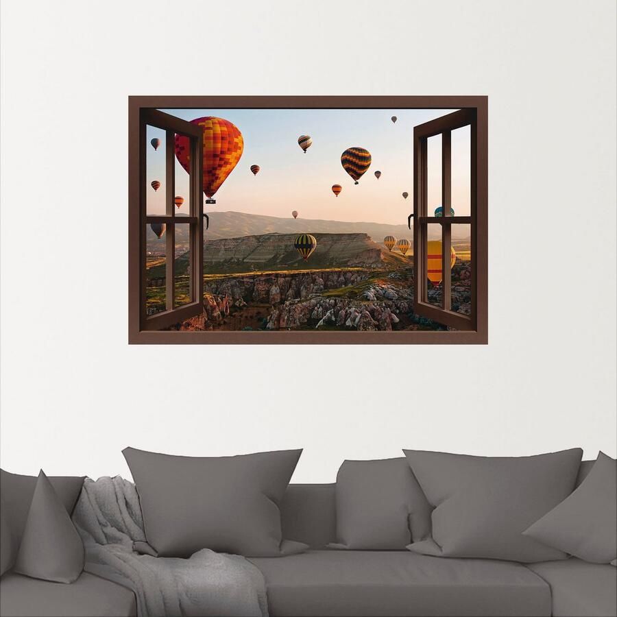 Artland Artprint Blik uit het venster Cappadocië ballonvaart als artprint op linnen poster muursticker in verschillende maten - Foto 2