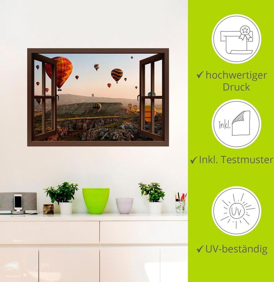Artland Artprint Blik uit het venster Cappadocië ballonvaart als artprint op linnen poster muursticker in verschillende maten - Foto 3