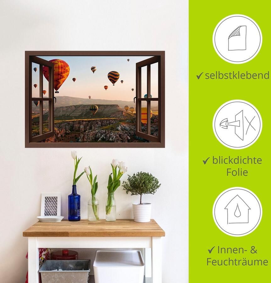 Artland Artprint Blik uit het venster Cappadocië ballonvaart als artprint op linnen poster muursticker in verschillende maten - Foto 4