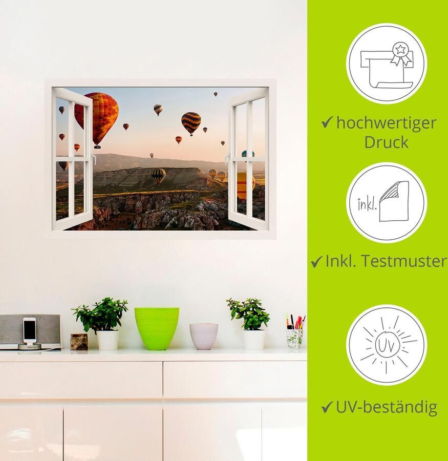 Artland Artprint Blik uit het venster Cappadocië ballonvaart als poster muursticker in verschillende maten - Foto 4