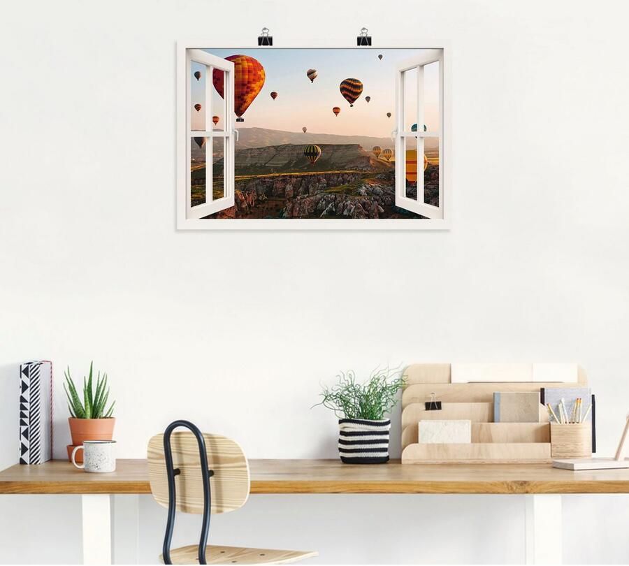 Artland Artprint Blik uit het venster Cappadocië ballonvaart als poster muursticker in verschillende maten - Foto 4