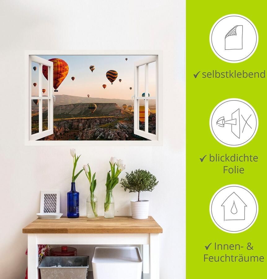 Artland Artprint Blik uit het venster Cappadocië ballonvaart als poster muursticker in verschillende maten - Foto 5