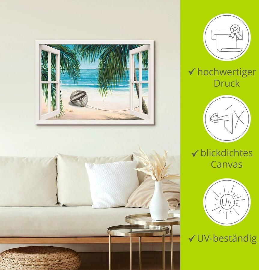 Artland Artprint op linnen Blik uit het venster Caribic - Foto 4
