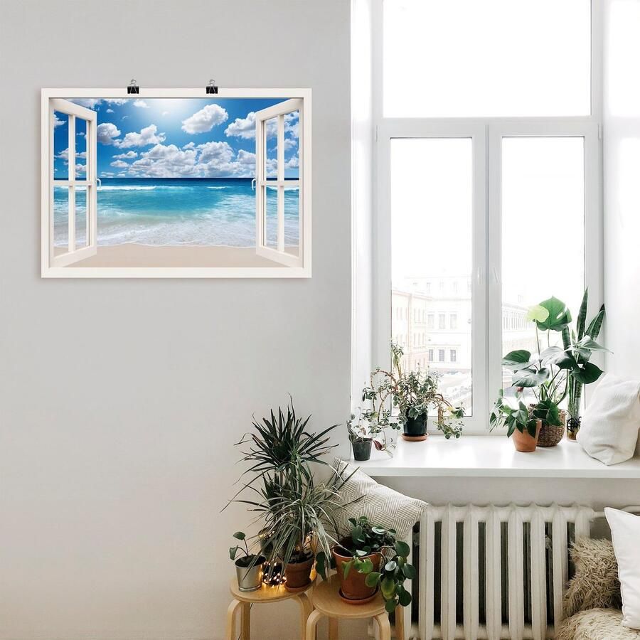 Artland Artprint Blik uit het venster Geweldig strandlandschap als artprint op linnen poster muursticker in verschillende maten - Foto 2