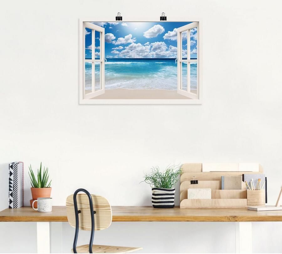 Artland Artprint Blik uit het venster Geweldig strandlandschap als artprint op linnen poster muursticker in verschillende maten - Foto 5
