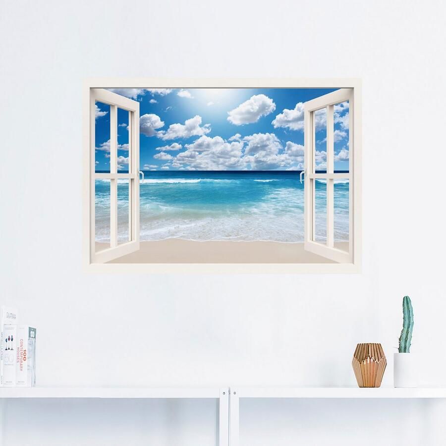 Artland Artprint Blik uit het venster Geweldig strandlandschap als artprint op linnen poster muursticker in verschillende maten - Foto 3