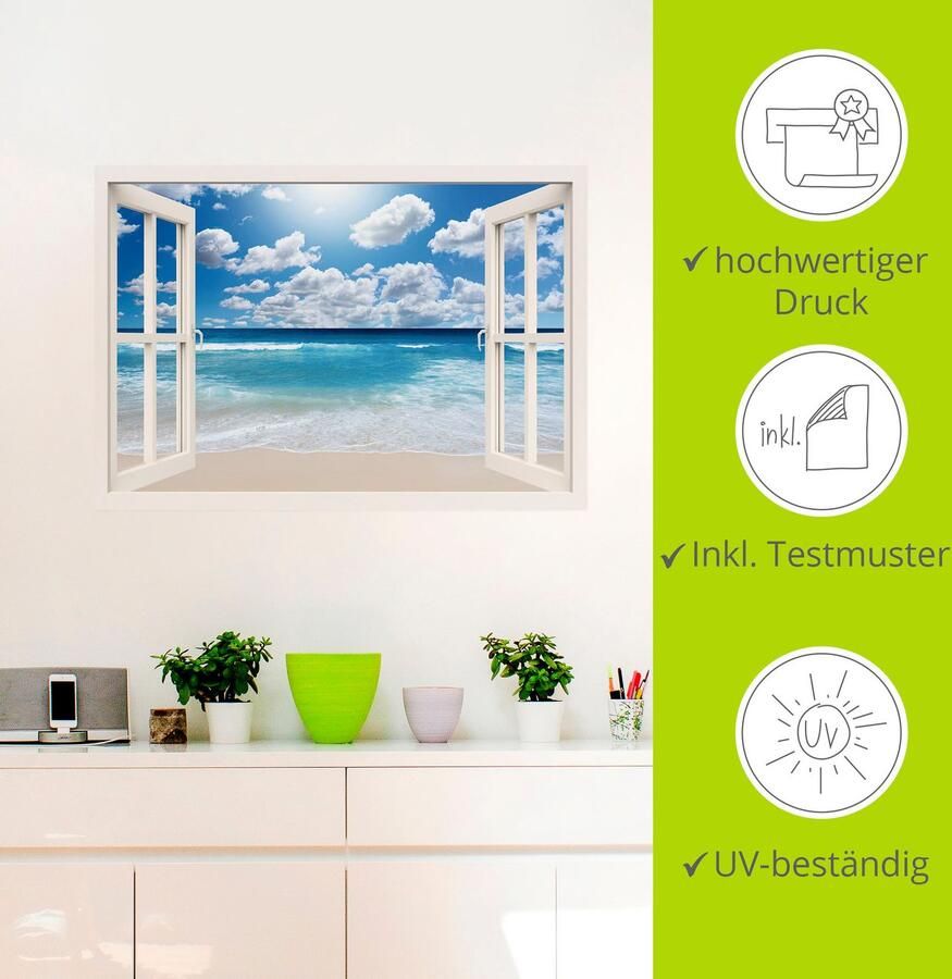 Artland Artprint Blik uit het venster Geweldig strandlandschap als artprint op linnen poster muursticker in verschillende maten - Foto 4
