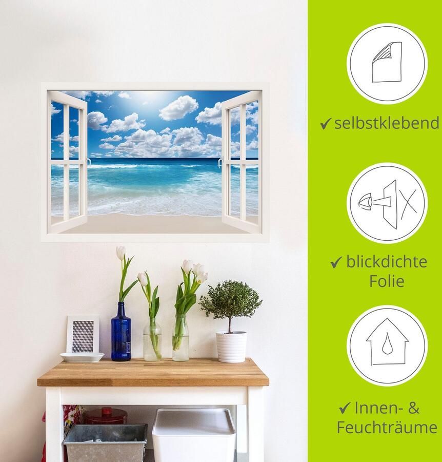 Artland Artprint Blik uit het venster Geweldig strandlandschap als artprint op linnen poster muursticker in verschillende maten - Foto 5