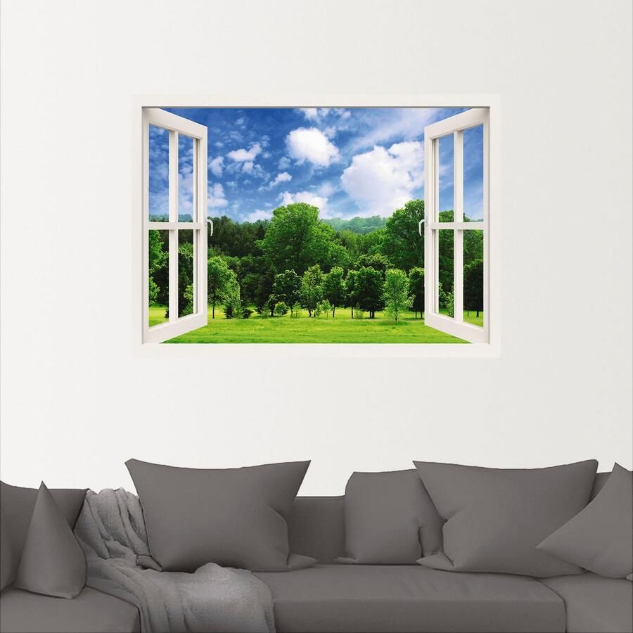 Artland Artprint Blik uit het venster groen bos als poster muursticker in verschillende maten - Foto 2