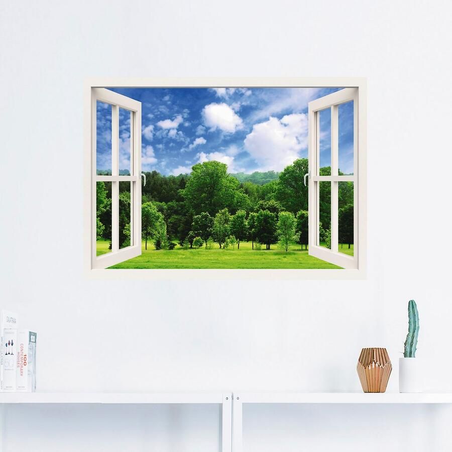 Artland Artprint Blik uit het venster groen bos als poster muursticker in verschillende maten - Foto 3