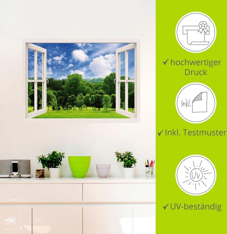 Artland Artprint Blik uit het venster groen bos als poster muursticker in verschillende maten - Foto 3