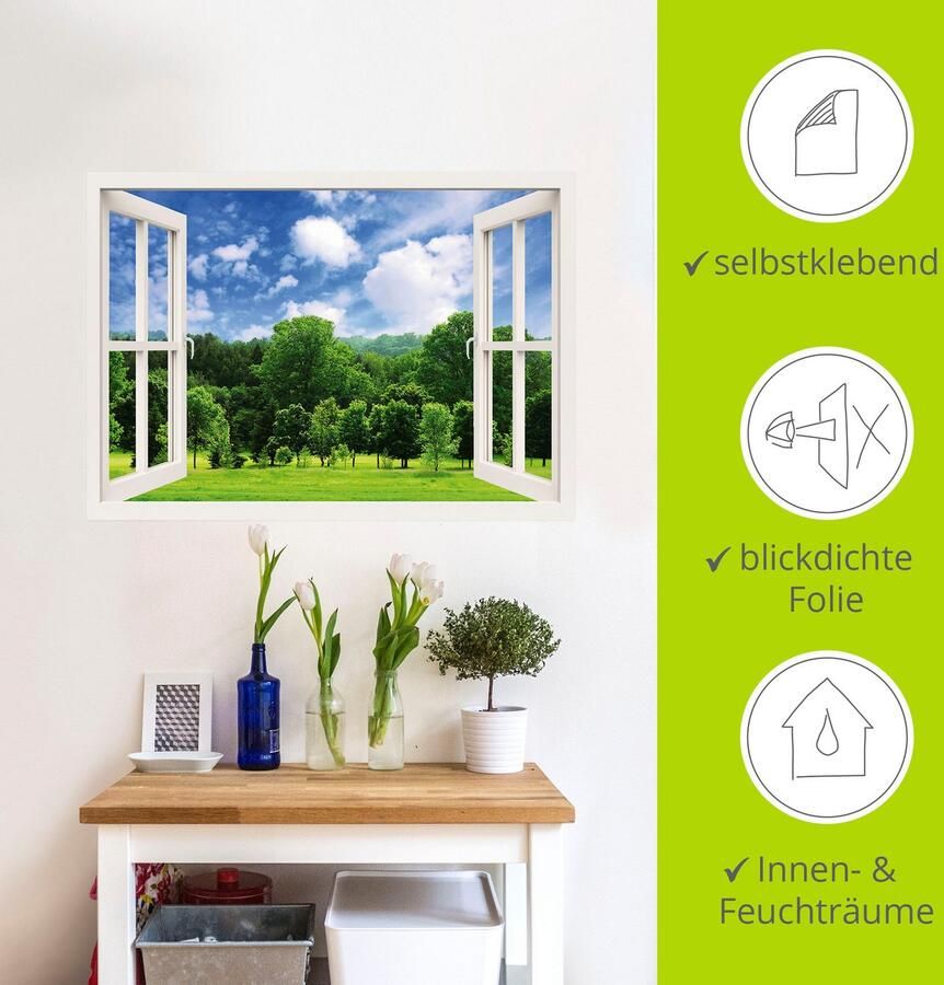 Artland Artprint Blik uit het venster groen bos als poster muursticker in verschillende maten - Foto 4