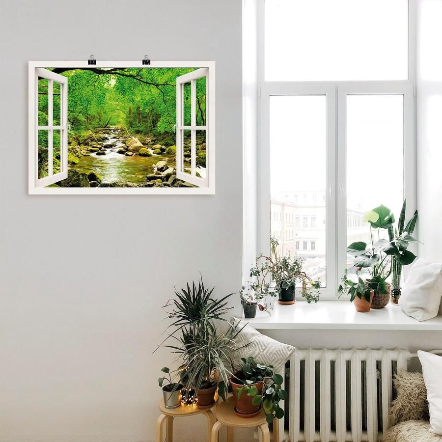 Artland Artprint Blik uit het venster herfstbos rivier Smolny als poster muursticker in verschillende maten - Foto 2