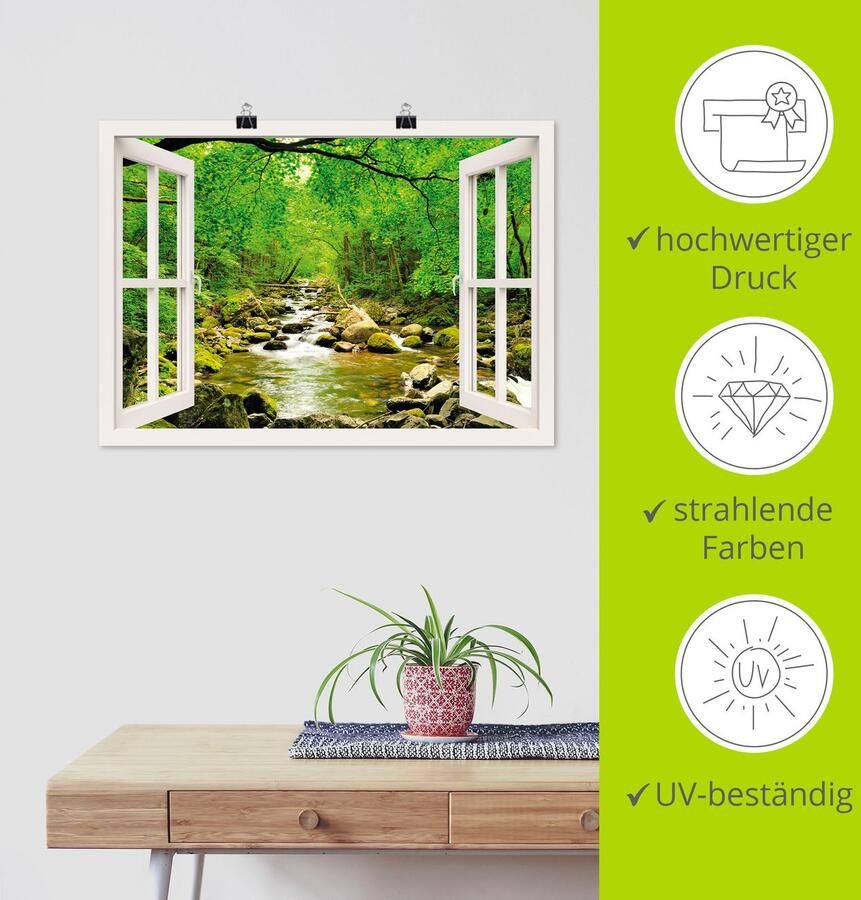 Artland Artprint Blik uit het venster herfstbos rivier Smolny als poster muursticker in verschillende maten - Foto 4