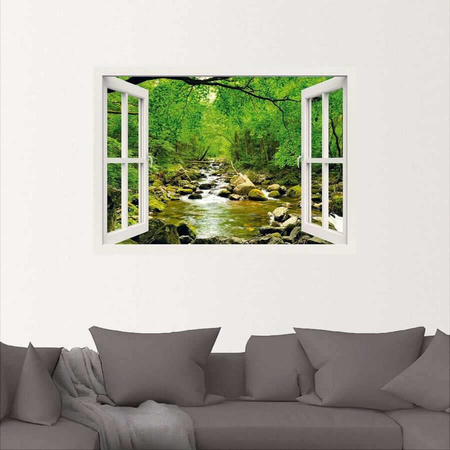 Artland Artprint Blik uit het venster herfstbos rivier Smolny als poster muursticker in verschillende maten - Foto 3