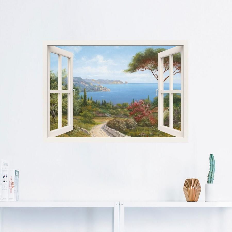 Artland Artprint Blik uit het venster huis aan zee I als artprint op linnen poster muursticker in verschillende maten - Foto 2