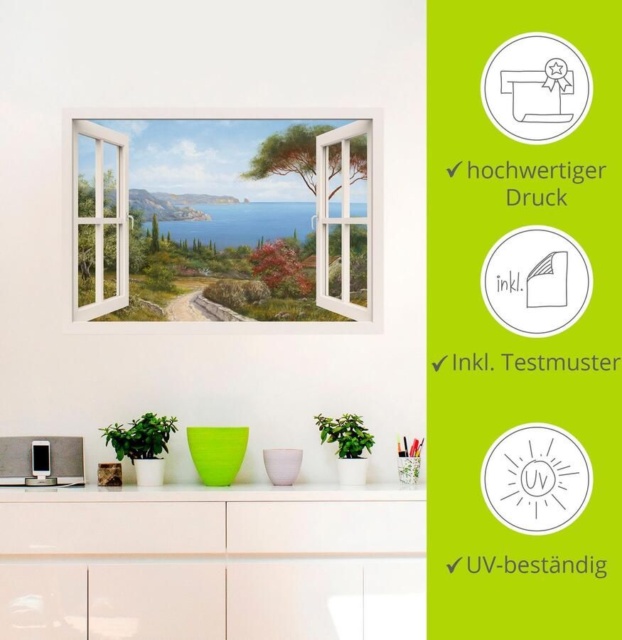 Artland Artprint Blik uit het venster huis aan zee I als artprint op linnen poster muursticker in verschillende maten - Foto 2