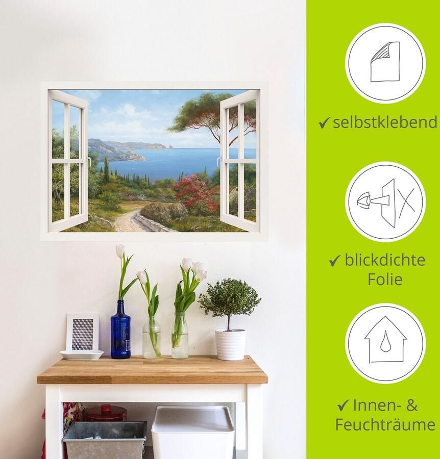 Artland Artprint Blik uit het venster huis aan zee I als artprint op linnen poster muursticker in verschillende maten - Foto 3