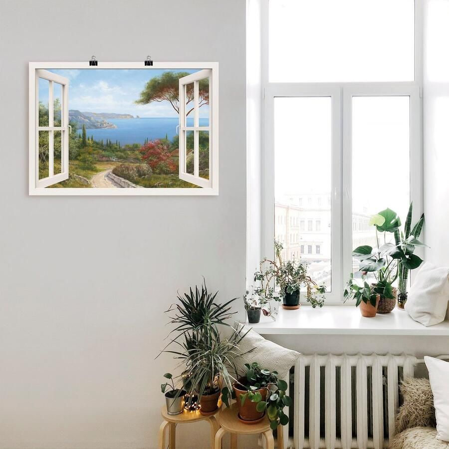 Artland Artprint Blik uit het venster huis aan zee I als artprint op linnen poster muursticker in verschillende maten - Foto 3