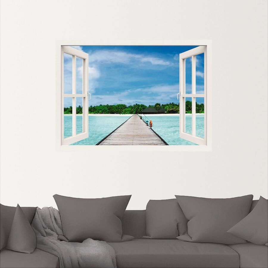 Artland Artprint Blik uit het venster Maldivisch paradijs als artprint op linnen poster muursticker in verschillende maten - Foto 2