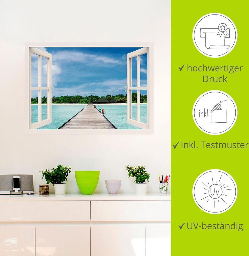 Artland Artprint Blik uit het venster Maldivisch paradijs als artprint op linnen poster muursticker in verschillende maten - Foto 3