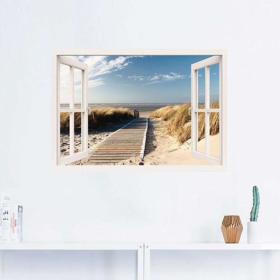 Artland Artprint Blik uit het venster Noordzeestrand op Langeoog als artprint op linnen poster muursticker in verschillende maten - Foto 2