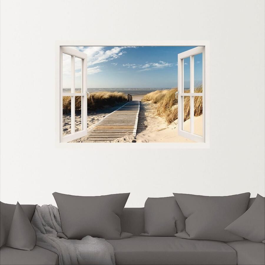 Artland Artprint Blik uit het venster Noordzeestrand op Langeoog als artprint op linnen poster muursticker in verschillende maten - Foto 3