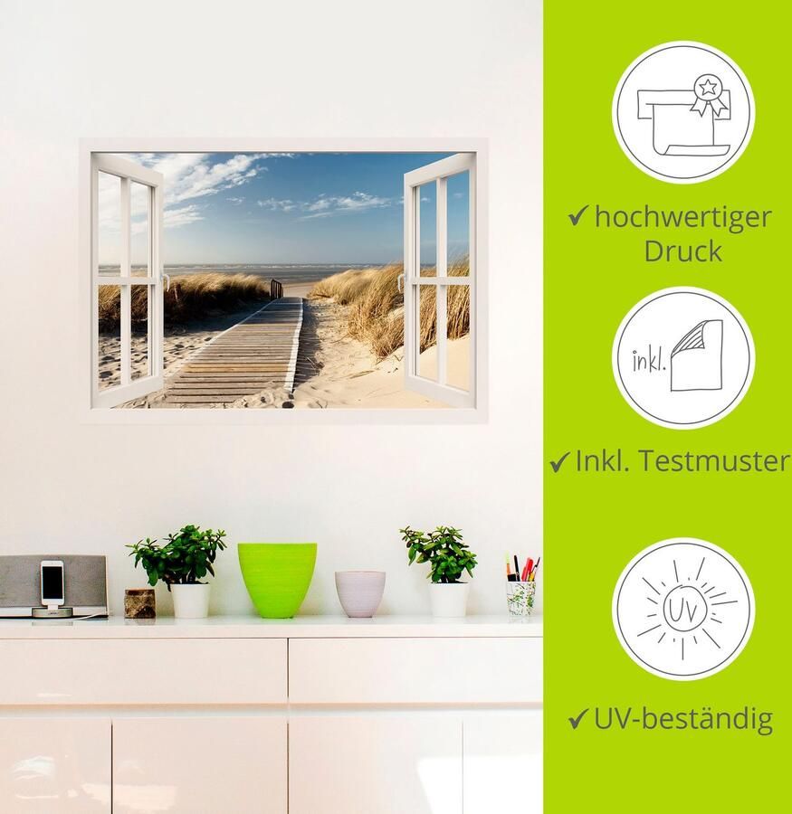 Artland Artprint Blik uit het venster Noordzeestrand op Langeoog als artprint op linnen poster muursticker in verschillende maten - Foto 3