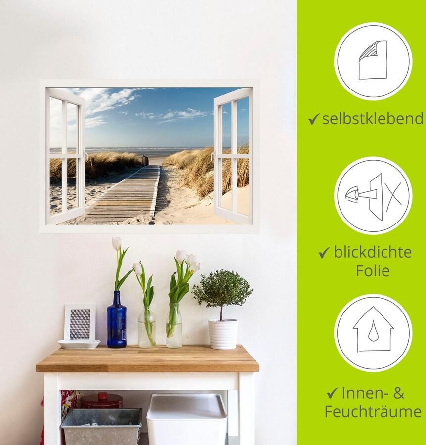 Artland Artprint Blik uit het venster Noordzeestrand op Langeoog als artprint op linnen poster muursticker in verschillende maten - Foto 4