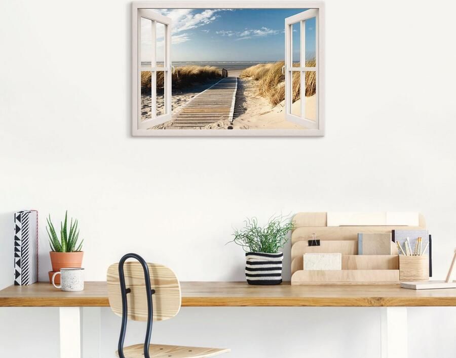 Artland Artprint Blik uit het venster Noordzeestrand op Langeoog als artprint op linnen poster muursticker in verschillende maten - Foto 5