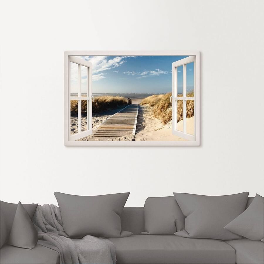 Artland Artprint Blik uit het venster Noordzeestrand op Langeoog als artprint op linnen poster muursticker in verschillende maten - Foto 2