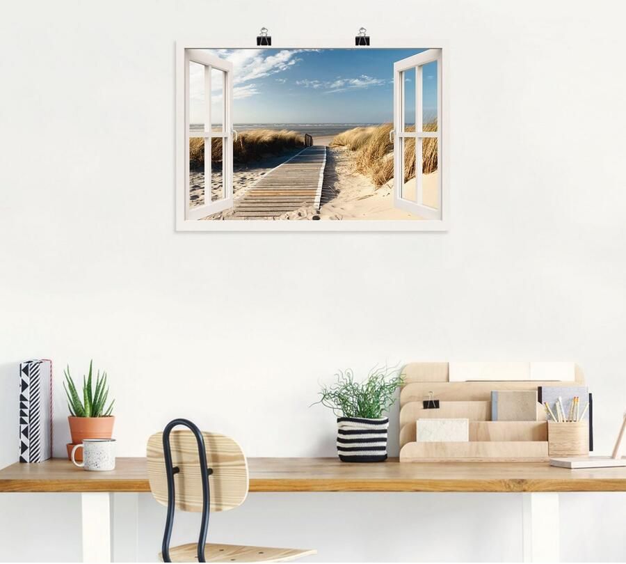 Artland Artprint Blik uit het venster Noordzeestrand op Langeoog als artprint op linnen poster muursticker in verschillende maten - Foto 5