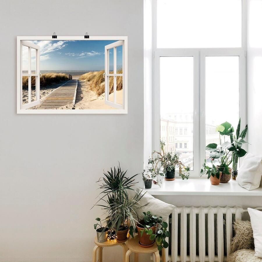 Artland Artprint Blik uit het venster Noordzeestrand op Langeoog als artprint op linnen poster muursticker in verschillende maten - Foto 2