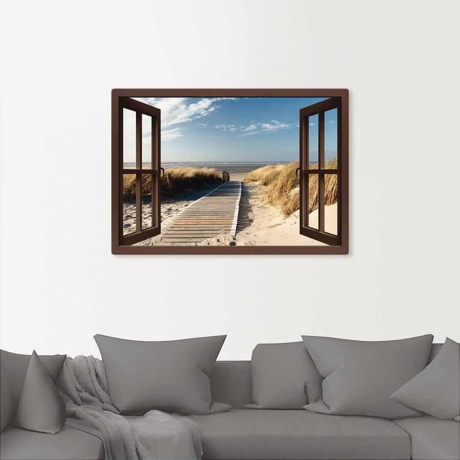 Artland Artprint Blik uit het venster Noordzeestrand op Langeoog als artprint op linnen poster muursticker in verschillende maten - Foto 3