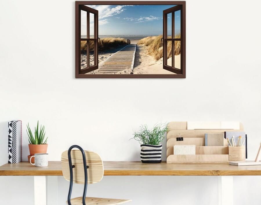 Artland Artprint Blik uit het venster Noordzeestrand op Langeoog als artprint op linnen poster muursticker in verschillende maten - Foto 7