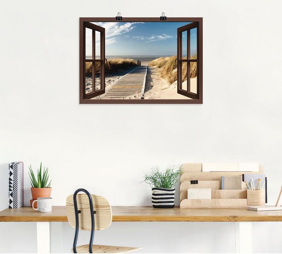 Artland Artprint Blik uit het venster Noordzeestrand op Langeoog als artprint op linnen poster muursticker in verschillende maten - Foto 4