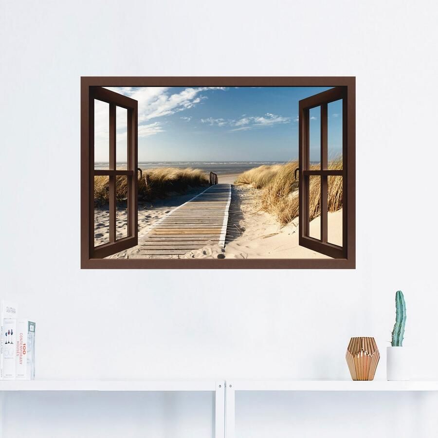 Artland Artprint Blik uit het venster Noordzeestrand op Langeoog als artprint op linnen poster muursticker in verschillende maten - Foto 2